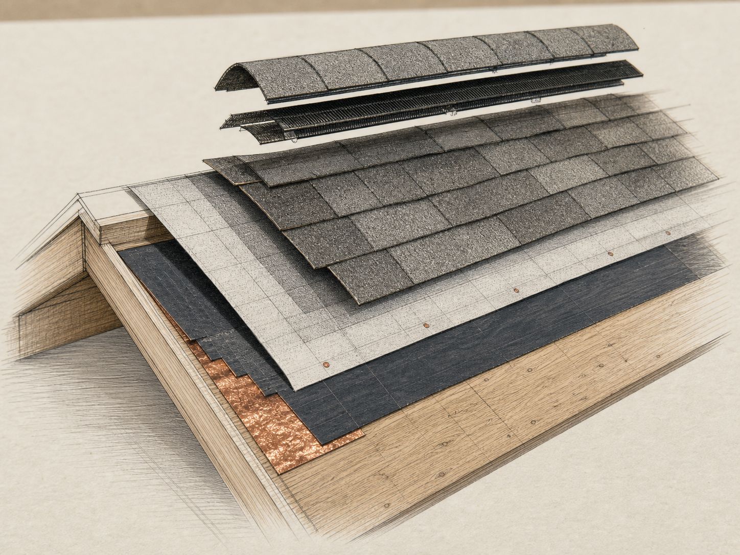 Roof system layers diagram